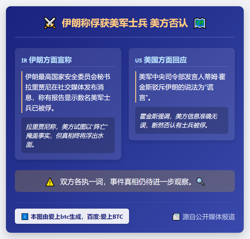 伊朗称俘获美军士兵 美方否认