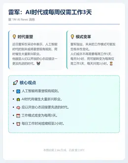 雷军：AI时代或每周仅需工作3天