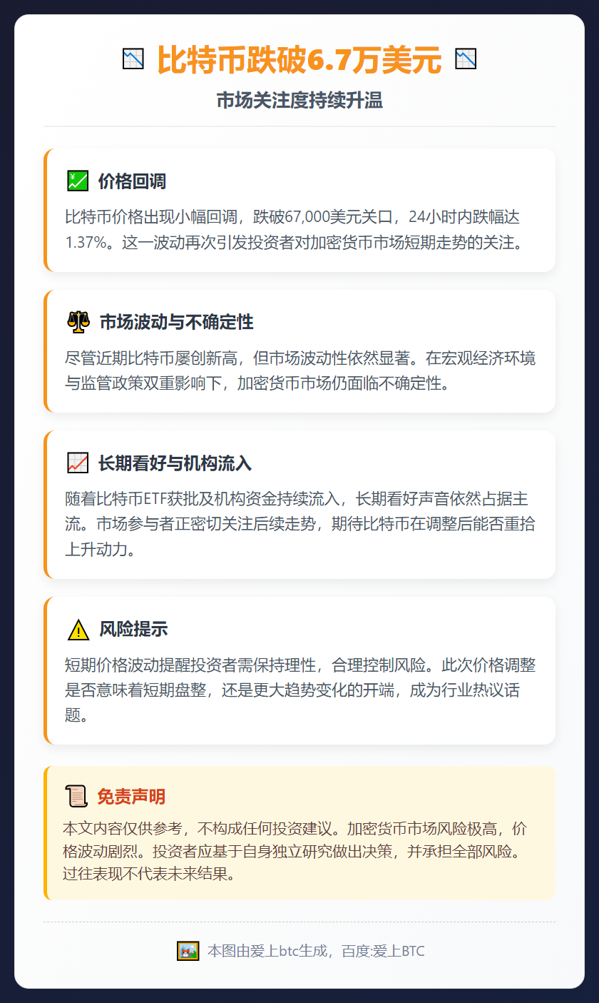 比特币跌破6.7万美元