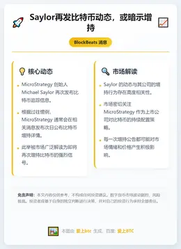 Saylor再发比特币动态，或暗示增持