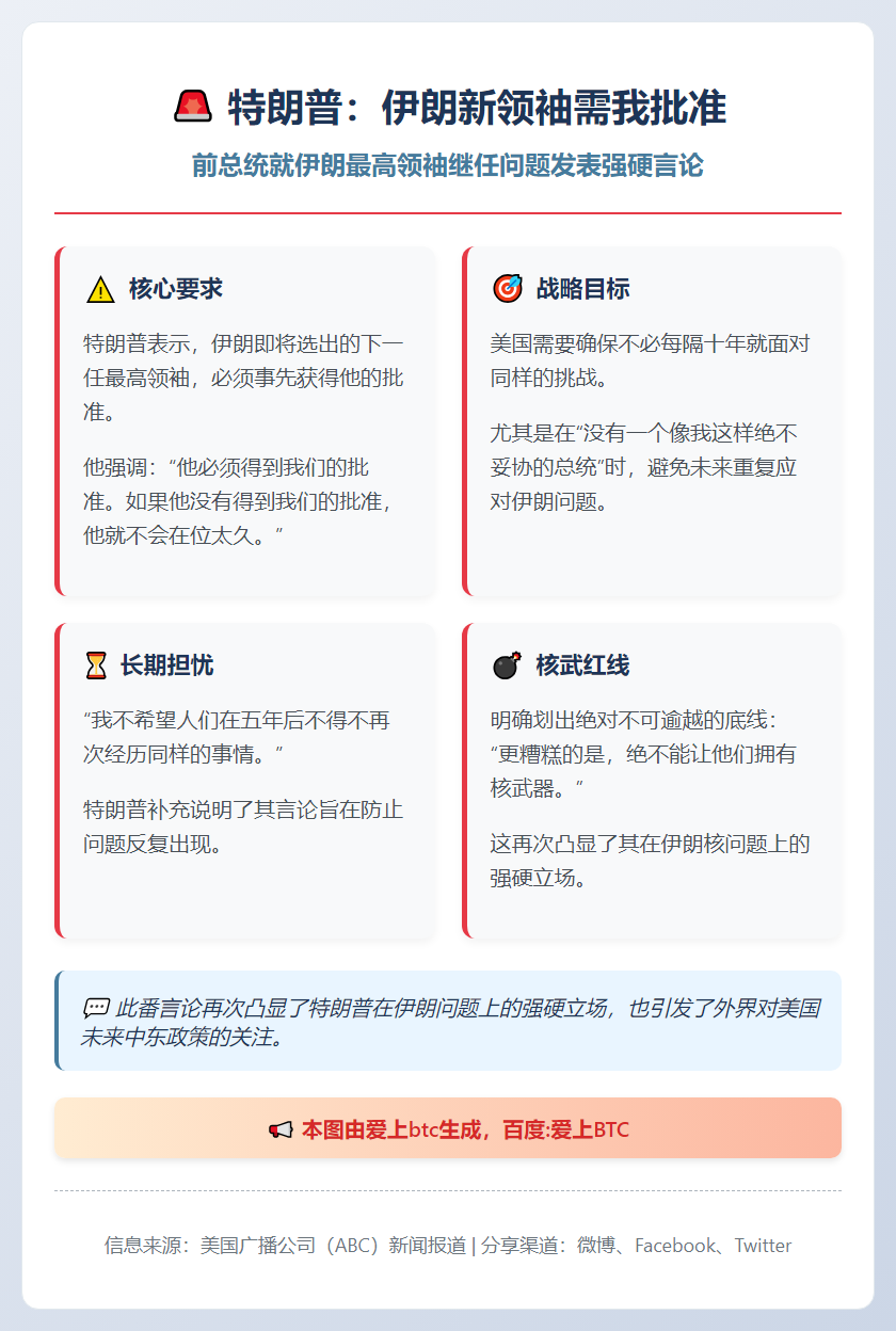 特朗普：伊朗新领袖需我批准