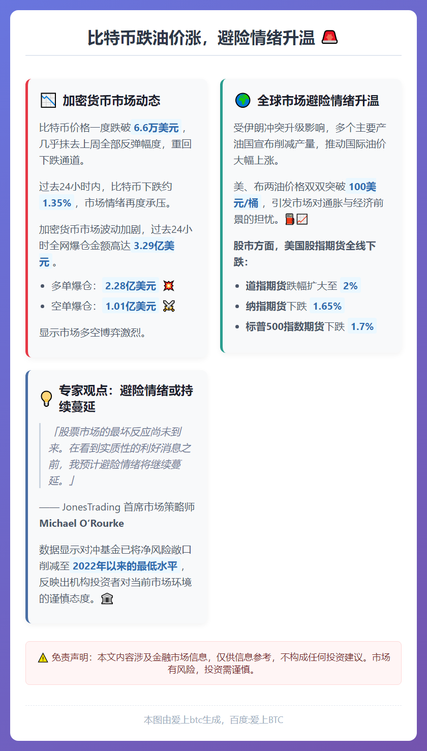 比特币跌油价涨，避险情绪升温