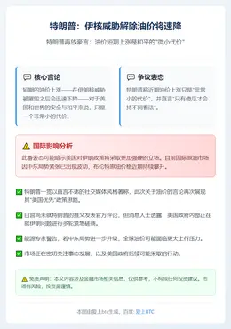 特朗普：伊核威胁解除油价将速降