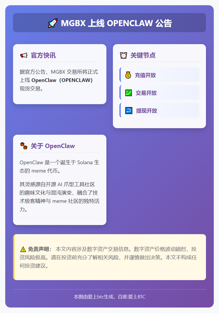 MGBX 3月9日上线OPENCLAW