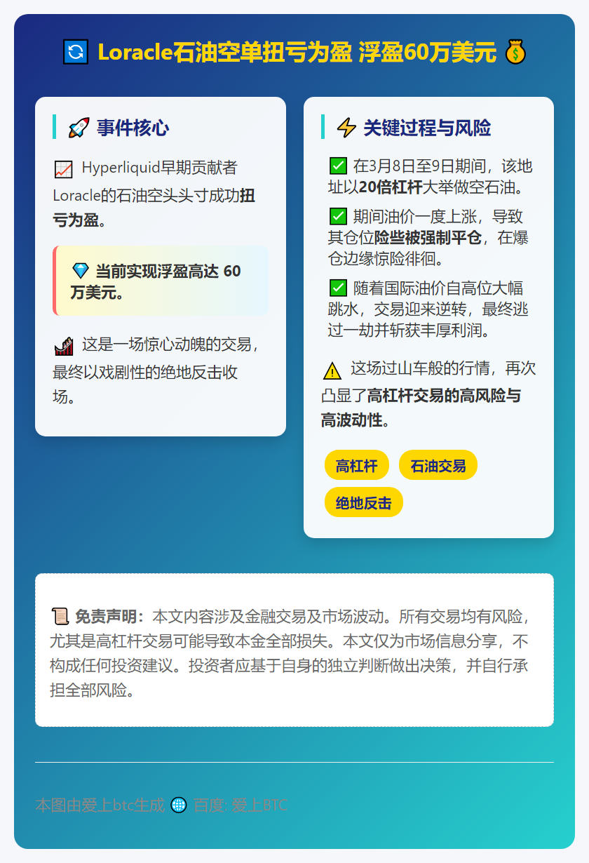 Loracle石油空单扭亏为盈 浮盈60万美元