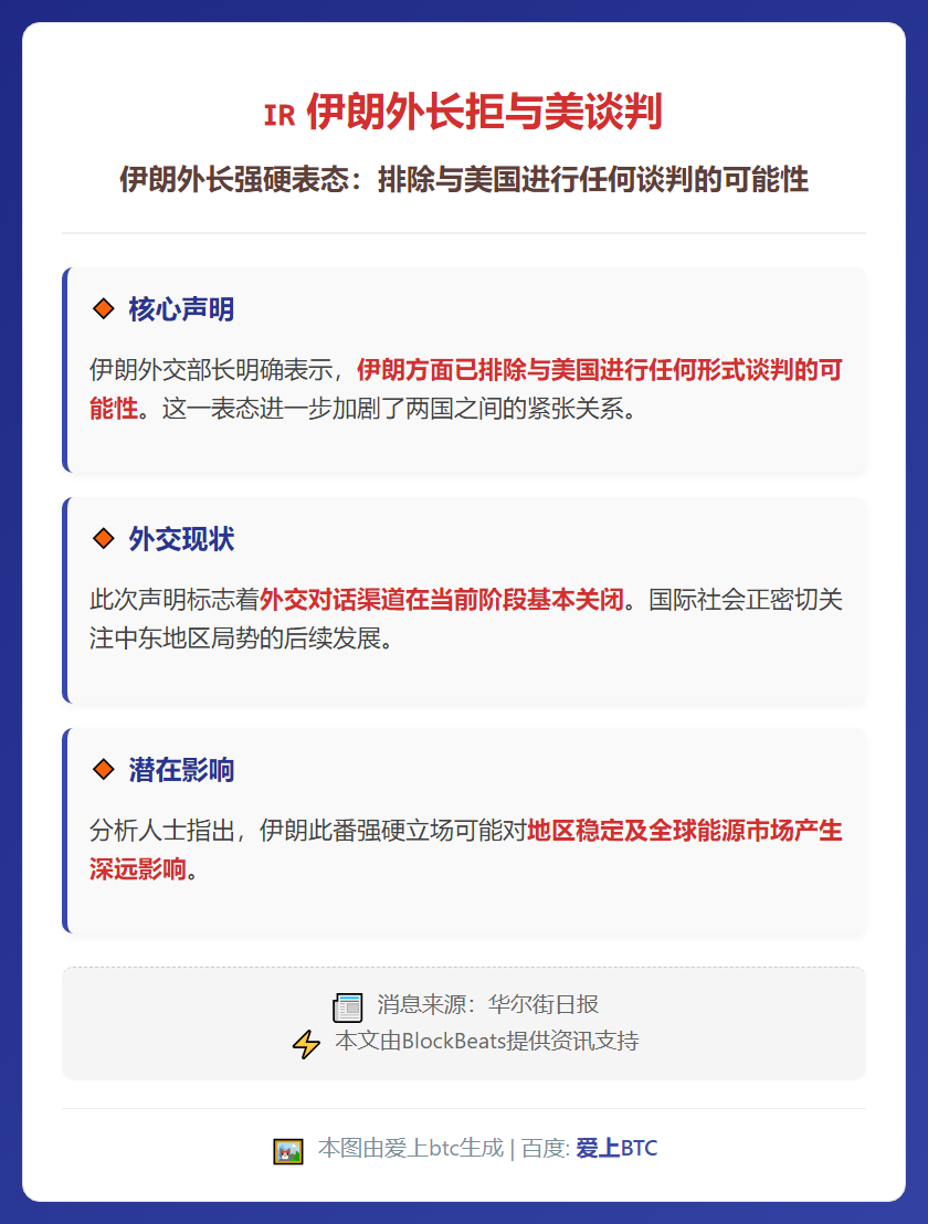 伊朗外长拒与美谈判