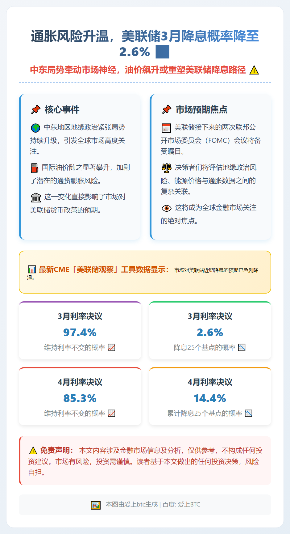 通胀风险升温，美联储3月降息概率降至2.6%