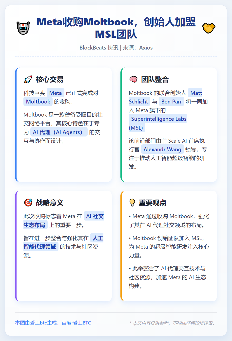 Meta收购Moltbook，创始人加盟MSL团队