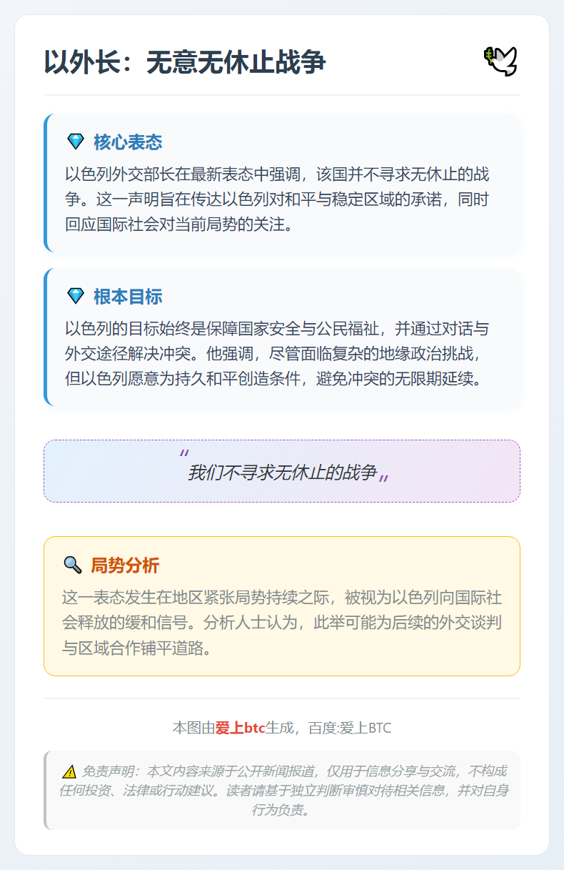 以外长：无意无休止战争