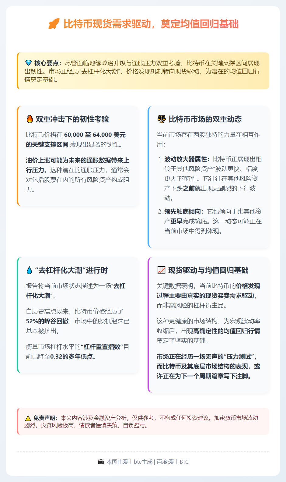 比特币现货需求驱动，奠定均值回归基础
