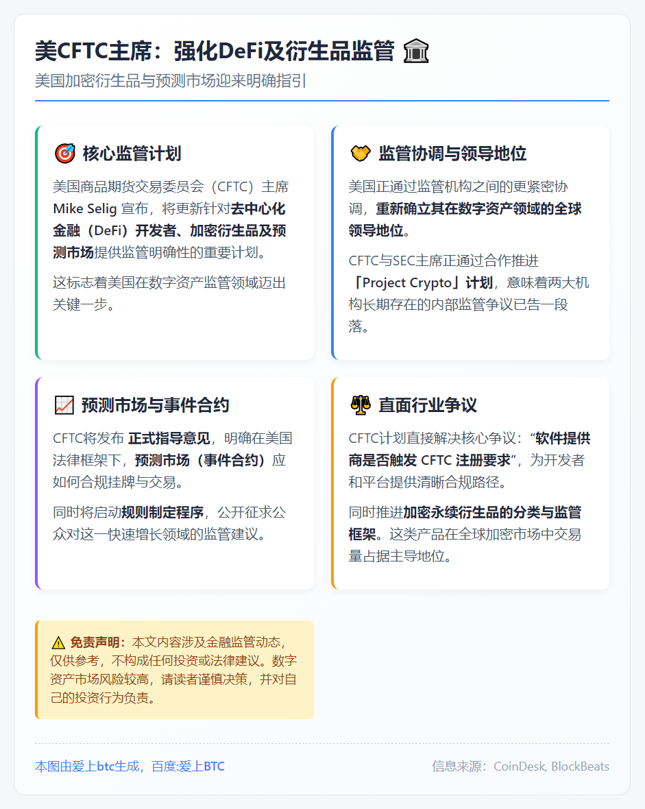美CFTC主席：强化DeFi及衍生品监管