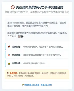 美议员拟禁战争死亡事件交易合约