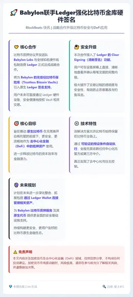 Babylon联手Ledger强化比特币金库硬件签名