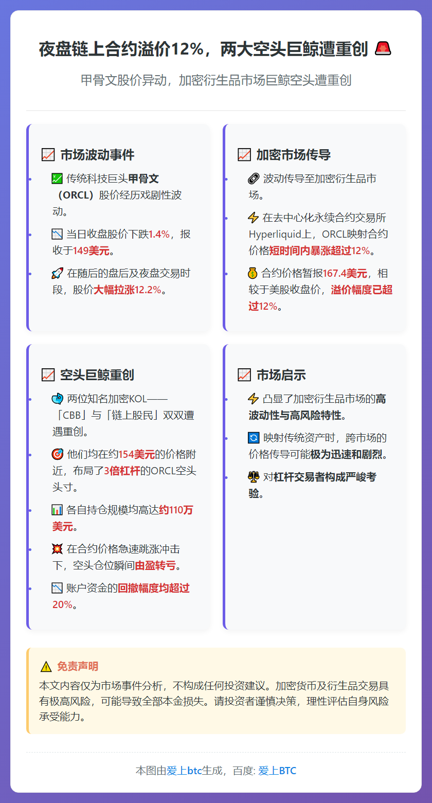 夜盘链上合约溢价12%，两大空头巨鲸遭重创