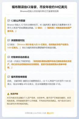 福布斯误估CZ身家，币安年收约50亿美元