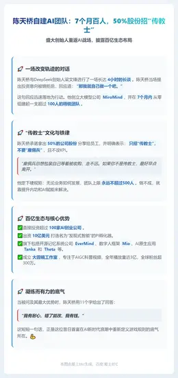 陈天桥自建AI团队：7个月百人，50%股份招“传教士”