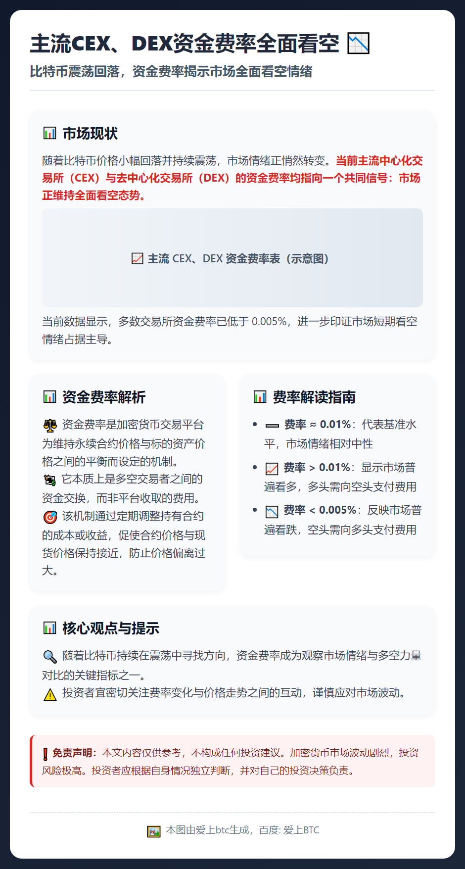 主流CEX、DEX资金费率全面看空