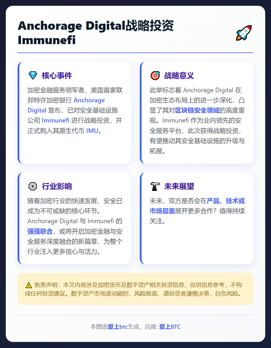 Anchorage Digital战略投资Immunefi