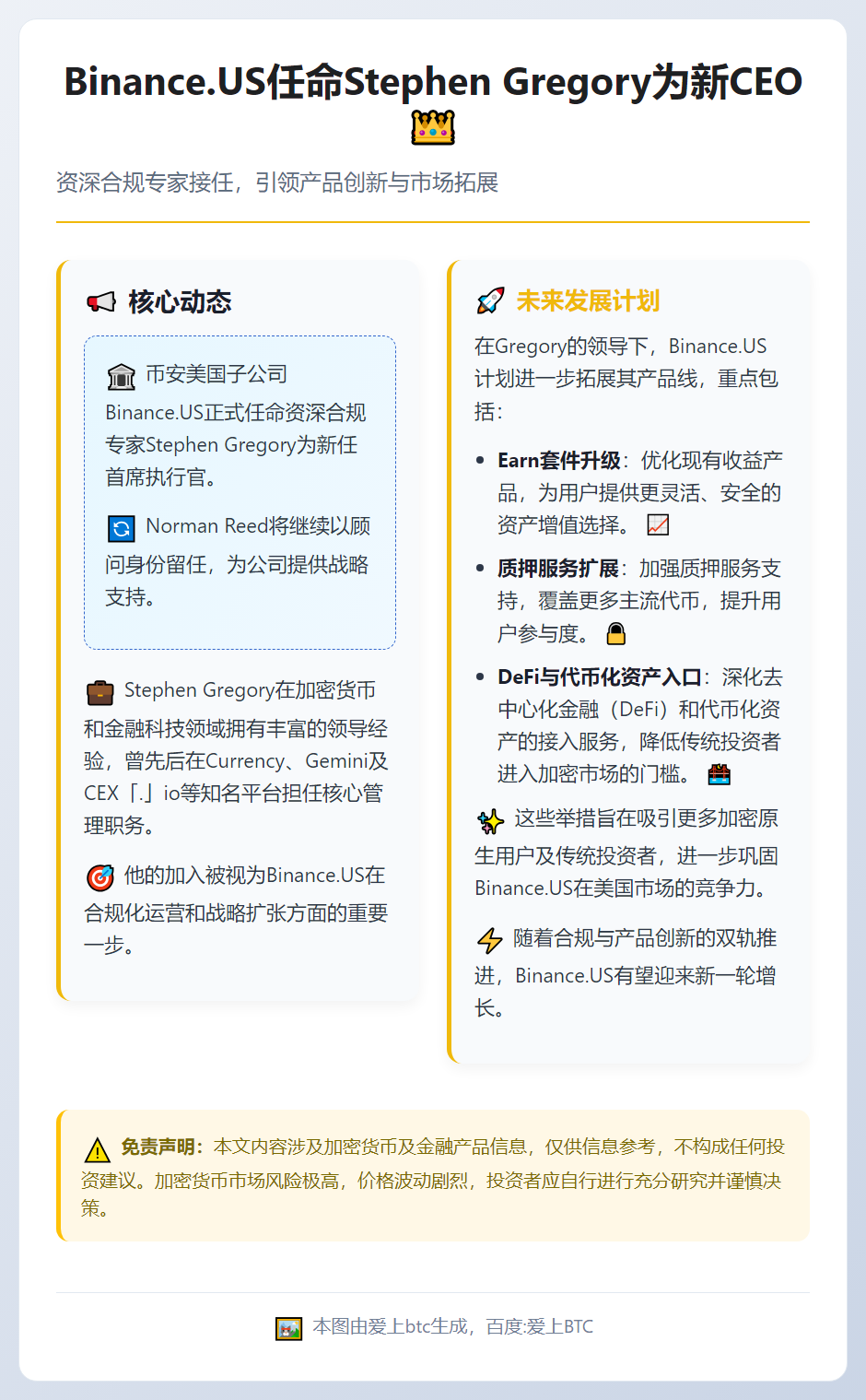 Binance.US任命Stephen Gregory为新C