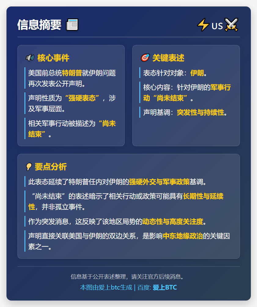 特朗普：对伊打击继续