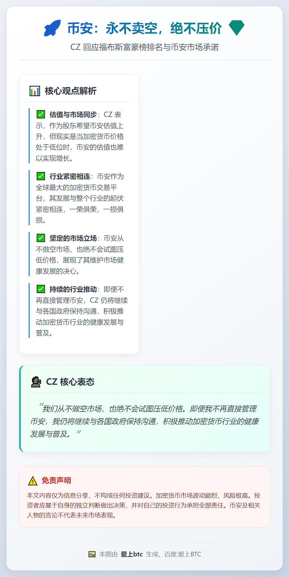 币安：永不卖空，绝不压价