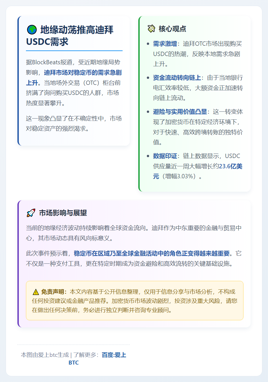 地缘动荡推高迪拜USDC需求，周增发超23亿枚
