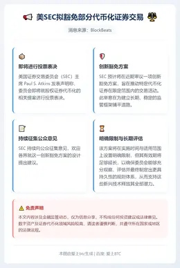 美SEC拟豁免部分代币化证券交易