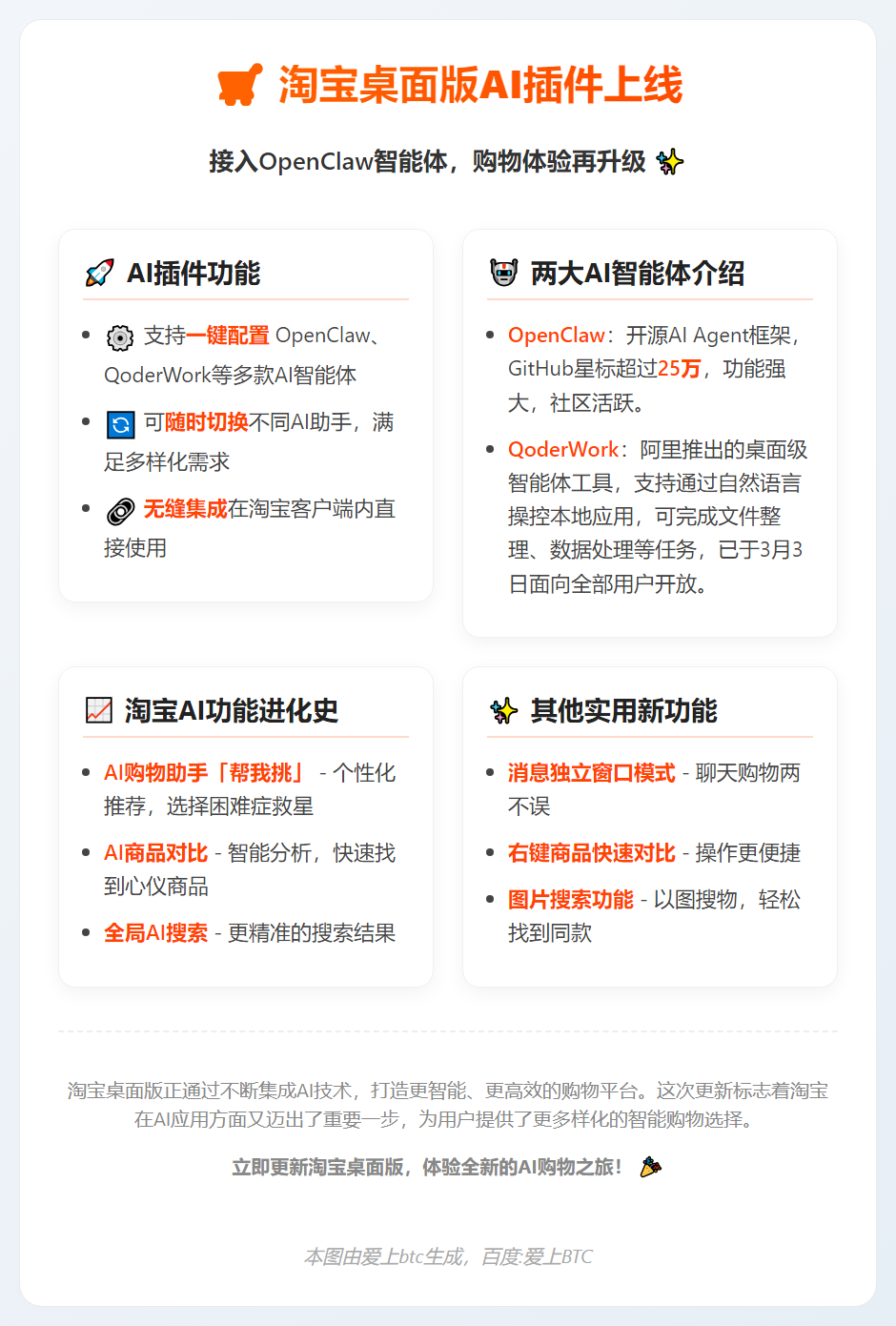 淘宝桌面版AI插件上线，接入OpenClaw智能体