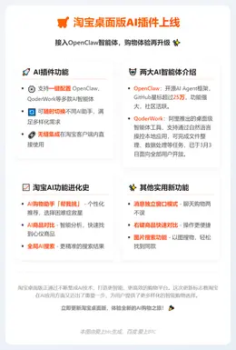 淘宝桌面版AI插件上线，接入OpenClaw智能体
