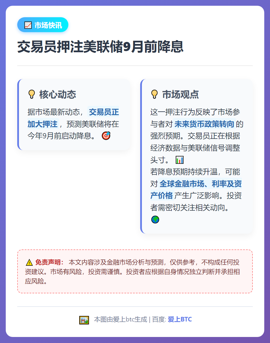 交易员押注美联储9月前降息