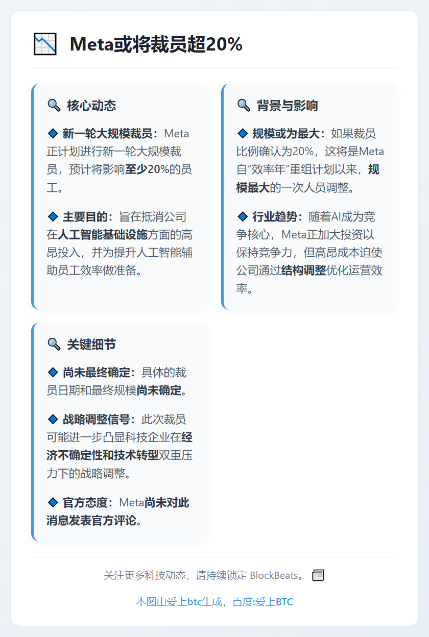 Meta或将裁员超20%