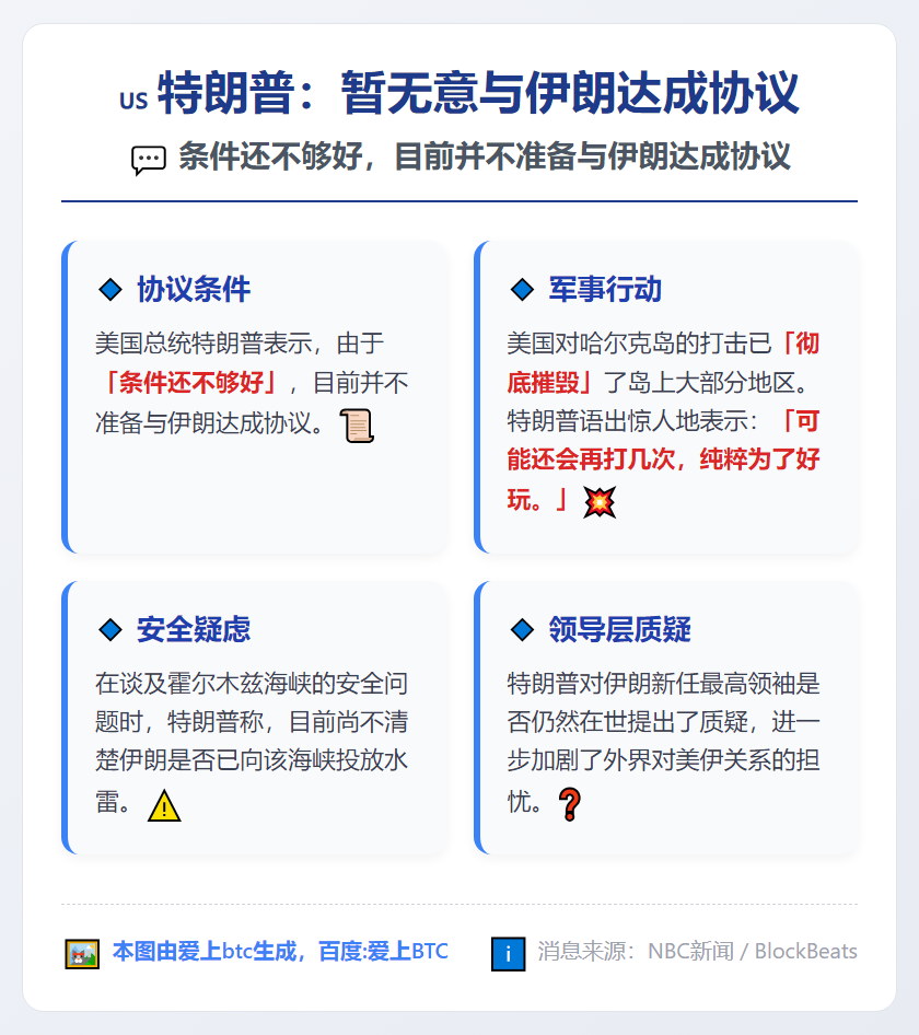 特朗普：暂无意与伊朗达成协议