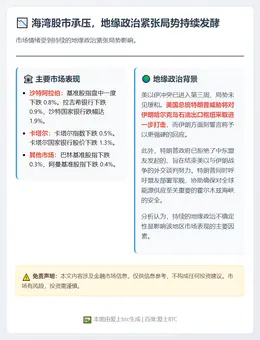 海湾股市跌，美以伊冲突三周