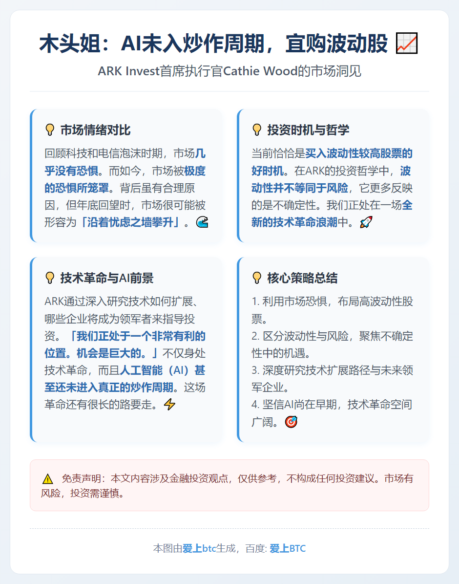 木头姐：AI未入炒作周期，宜购波动股