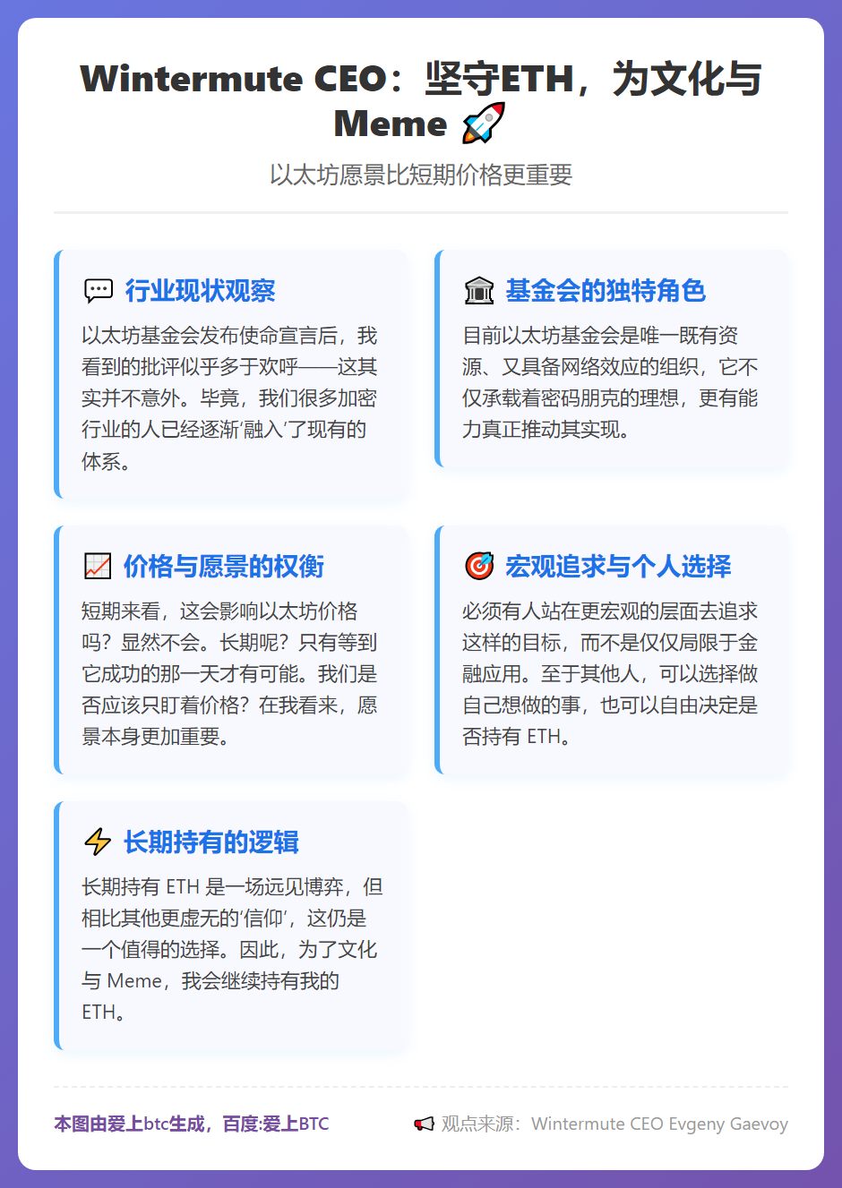 Wintermute CEO：坚守ETH，为文化与Meme