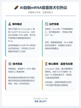 AI自制mRNA疫苗救犬引热议：肿瘤缩小未愈，监管成焦点