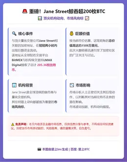 Jane Street两小时接收205枚BTC
