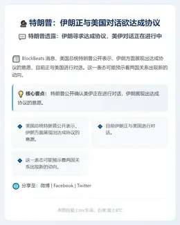 特朗普：伊朗正与美国对话欲达成协议