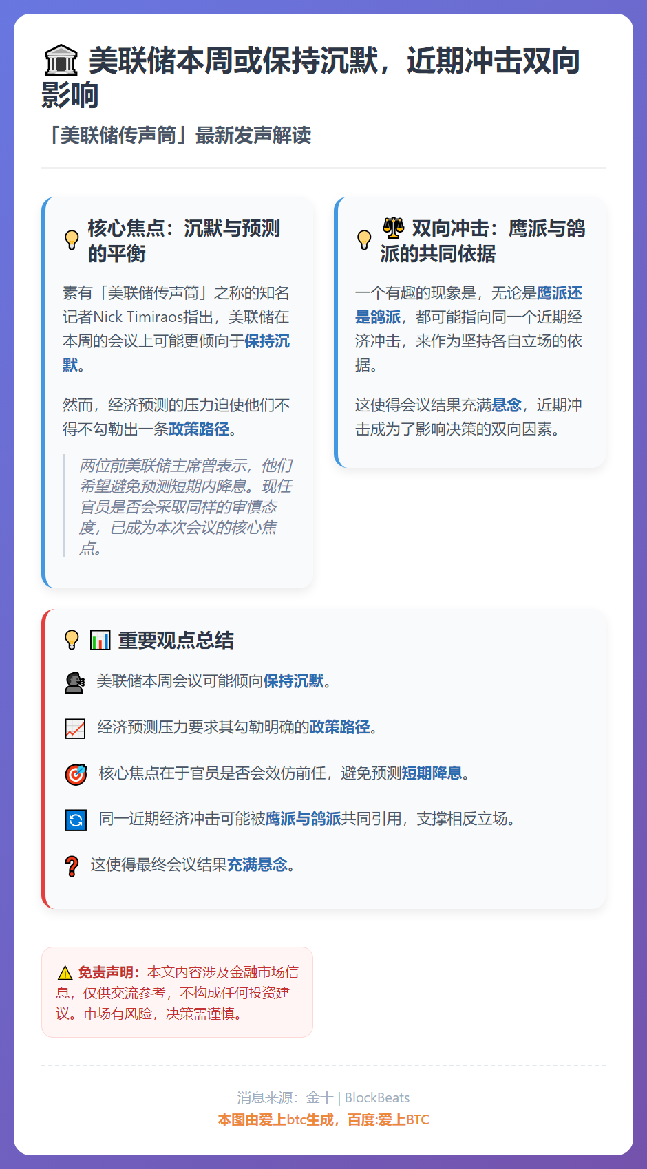 美联储本周或保持沉默，近期冲击双向影响