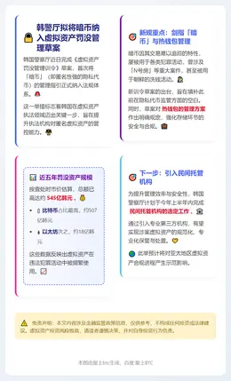 韩警厅拟将暗币纳入虚拟资产罚没管理草案