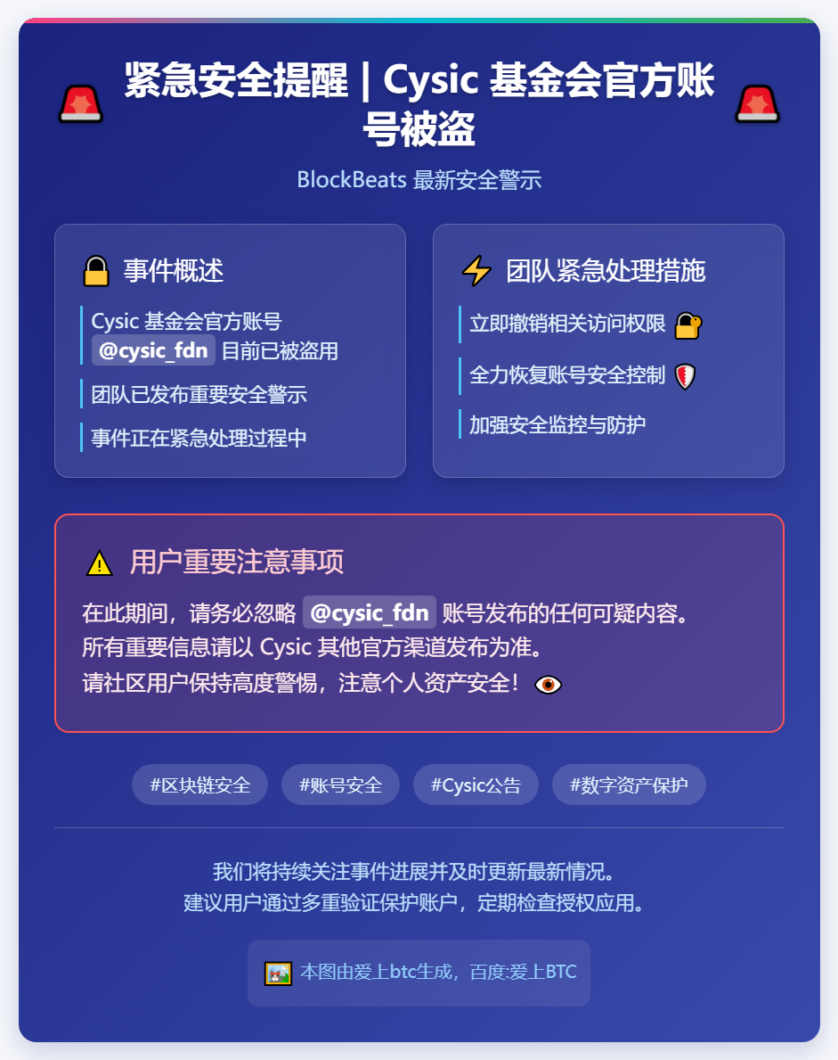 Cysic基金会账号被盗