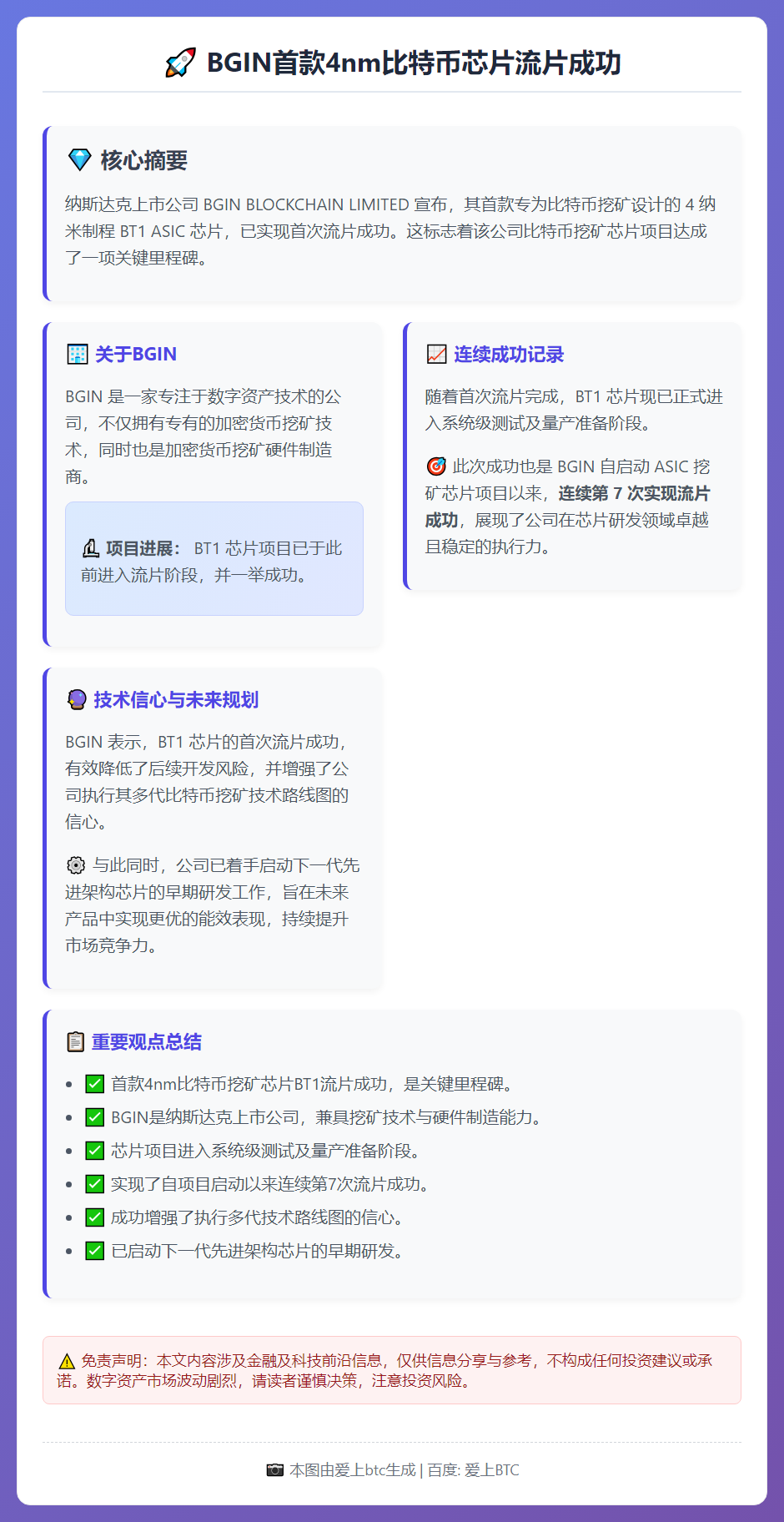 BGIN首款4nm比特币芯片流片成功