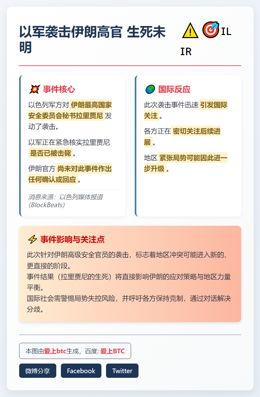 以军袭击伊朗高官 生死未明