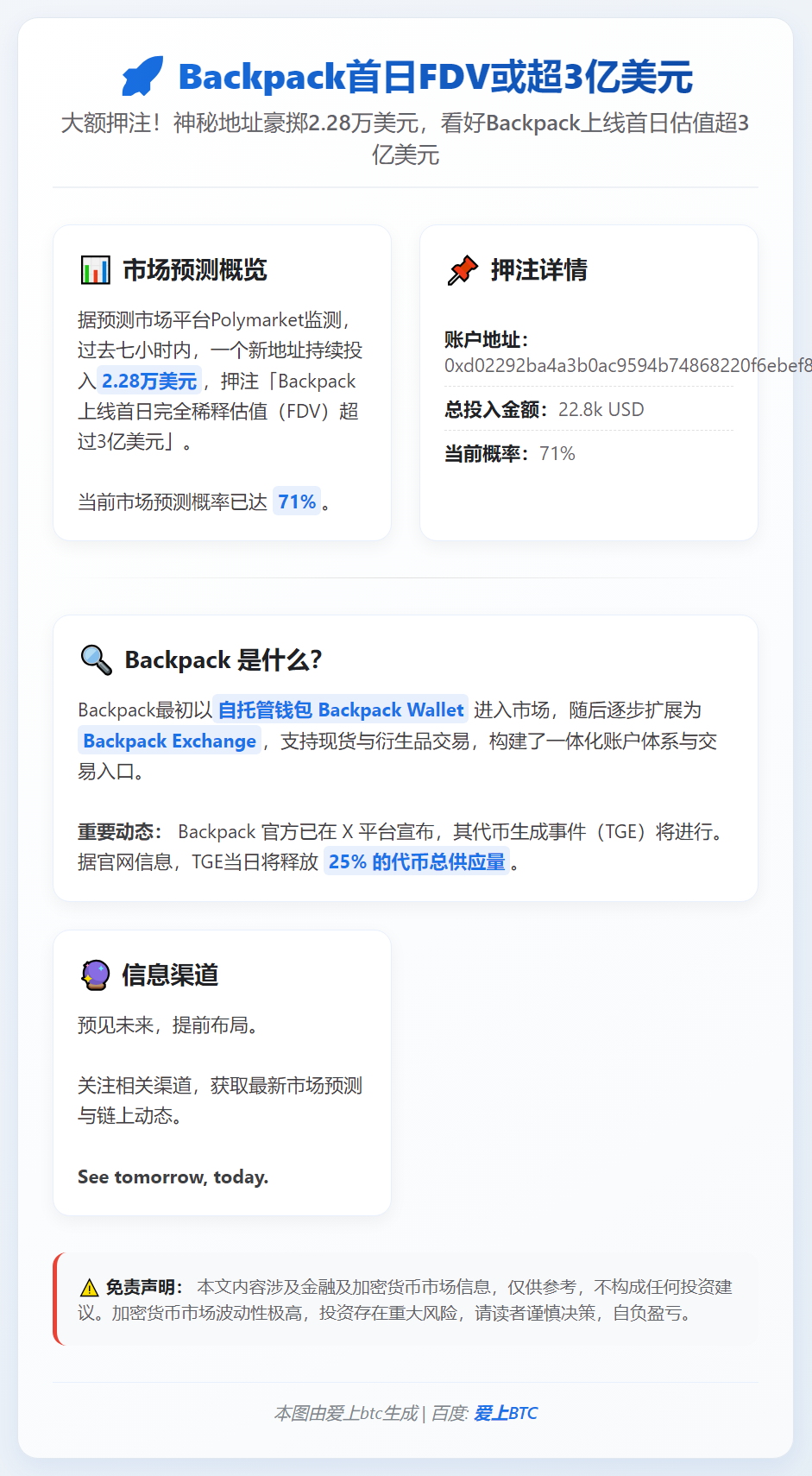 Backpack首日FDV或超3亿美元