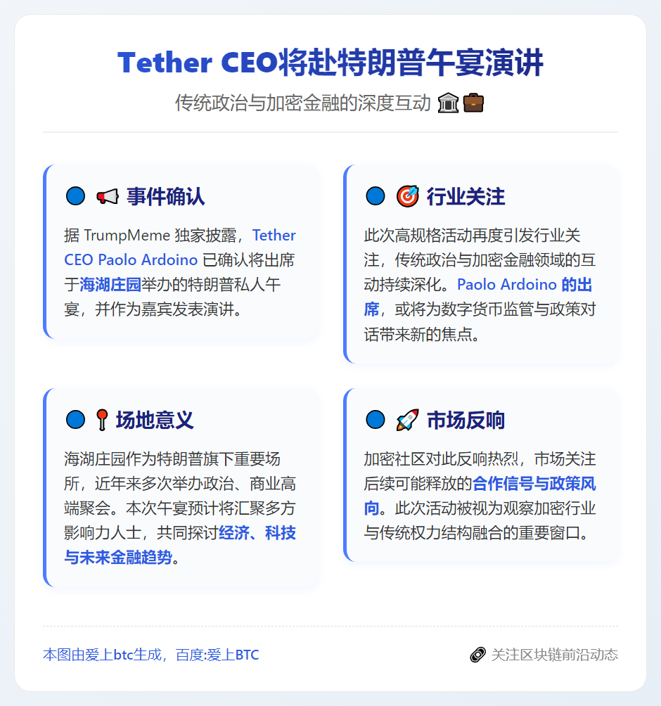 Tether CEO将赴特朗普午宴演讲