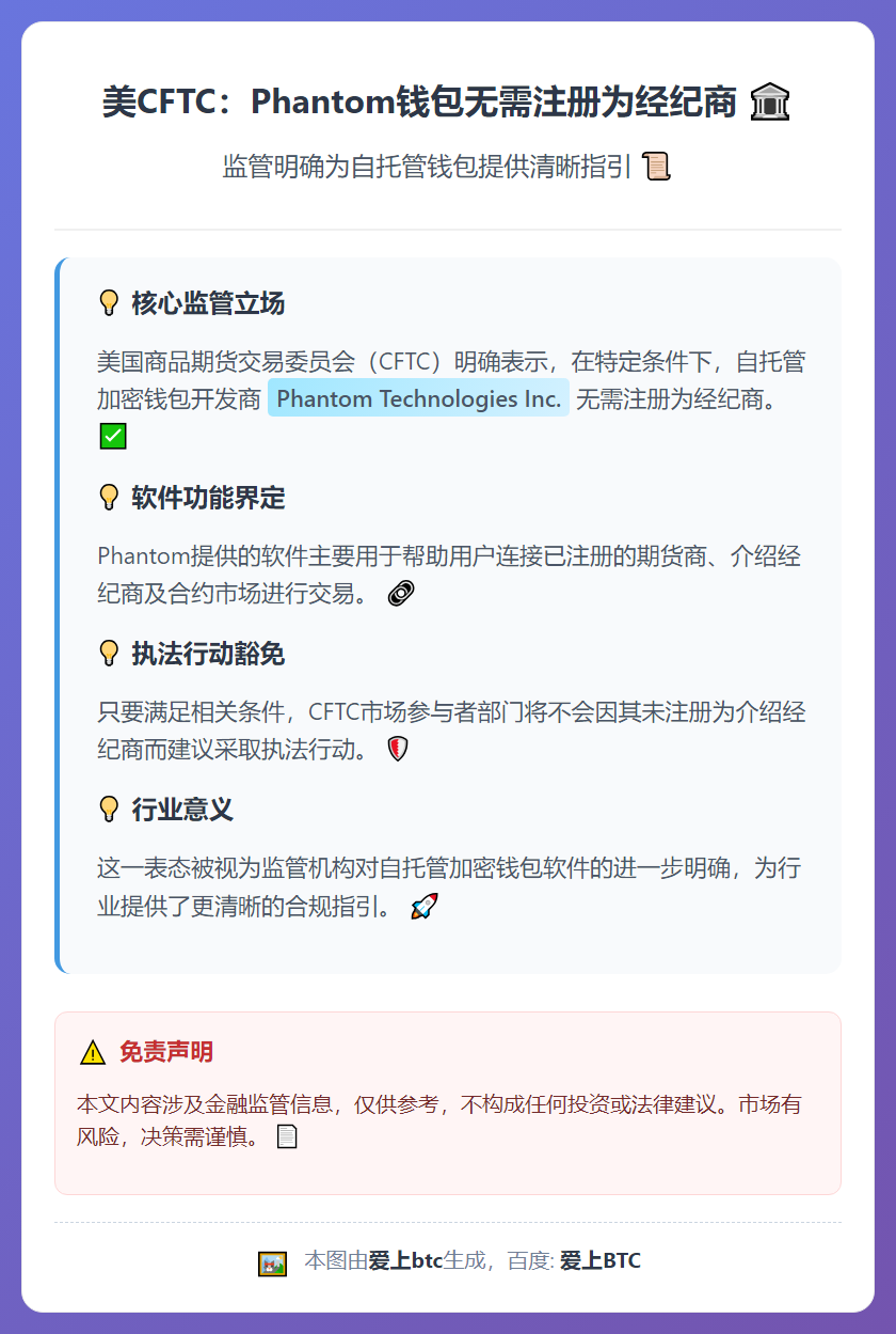 美CFTC：Phantom钱包无需注册为经纪商