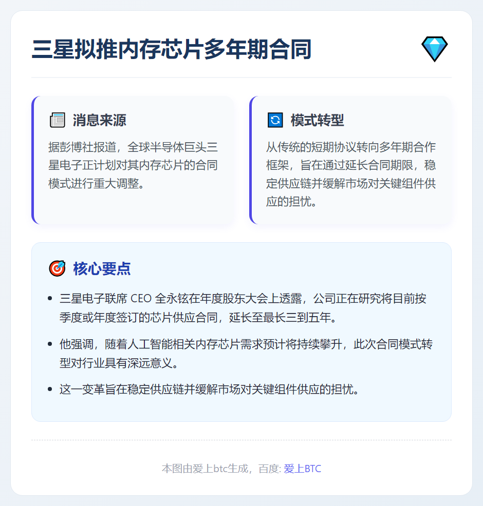 三星拟推内存芯片多年期合同
