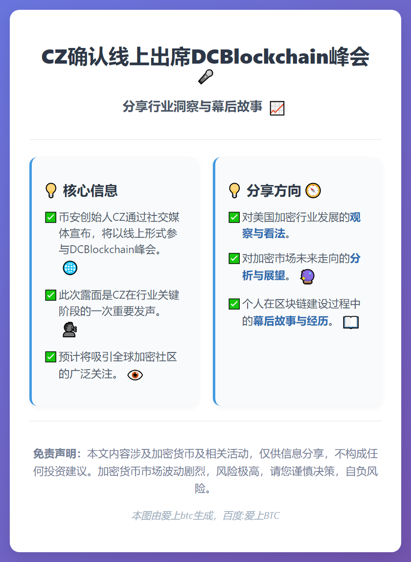 CZ今晚线上出席DCBlockchain峰会
