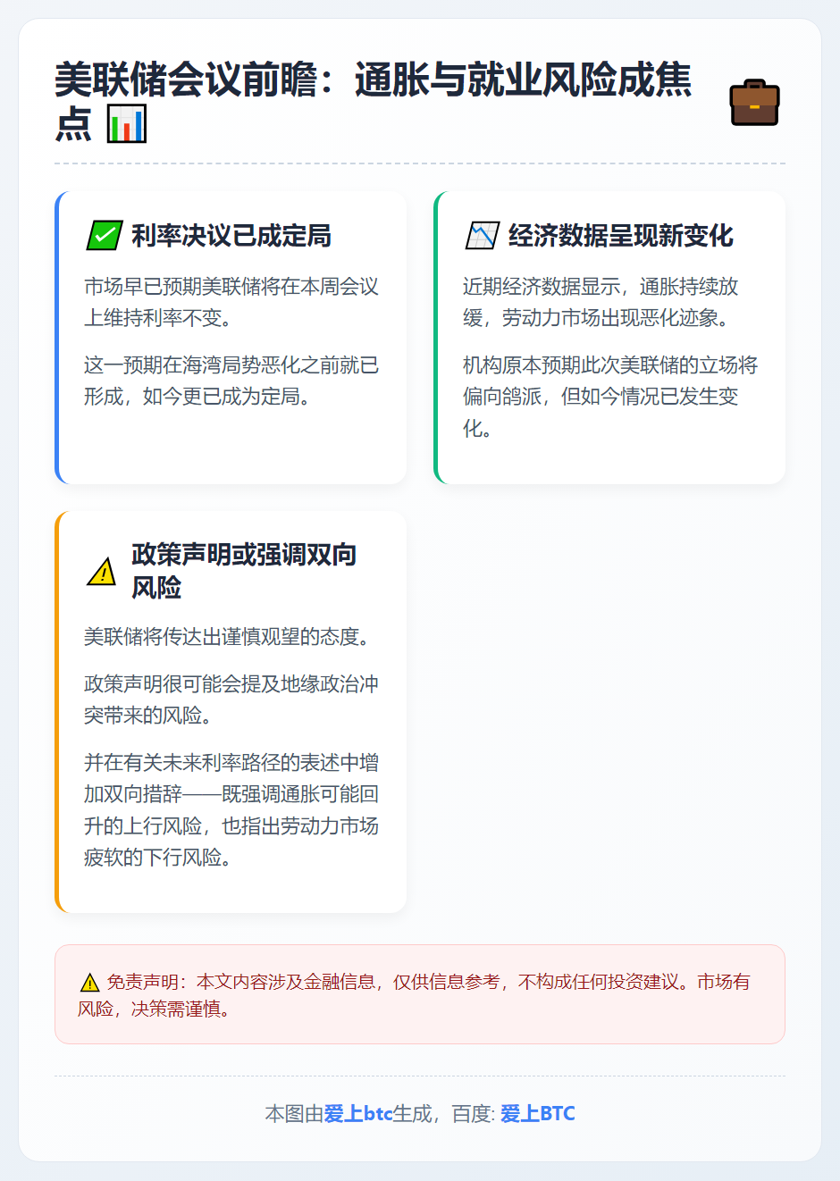 美联储会议前瞻：通胀与就业风险成焦点