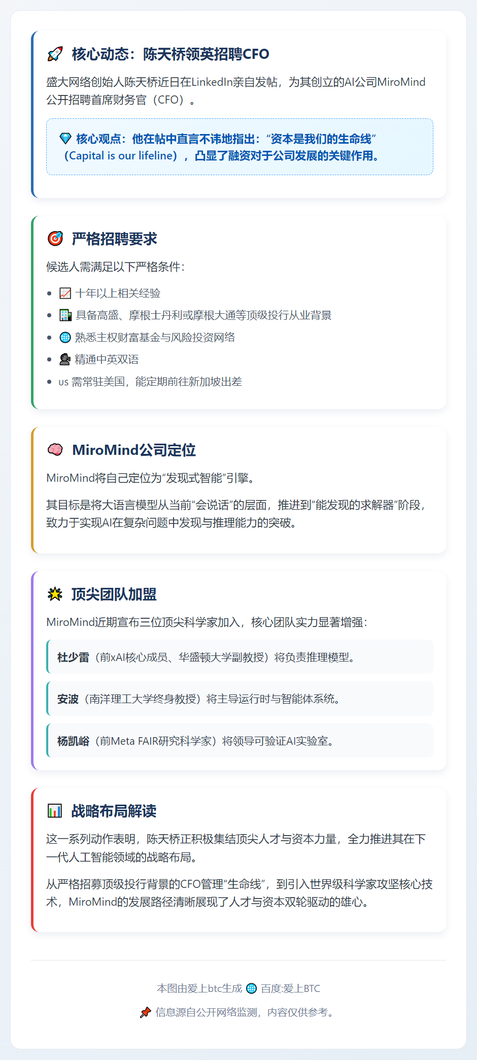 陈天桥领英招CFO：资本即生命线